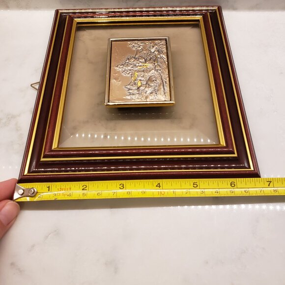 Vintage Art Decor Sterling Silver 925 Picture of Houses, Stream, Bridge - Picture 6 of 7